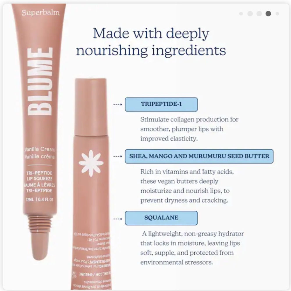🇨🇦🆕📦NIB BLUME |FULL| VANILLA CREAM Superbalm Hydrating & nourishing Lip Balm - Picture 8 of 16